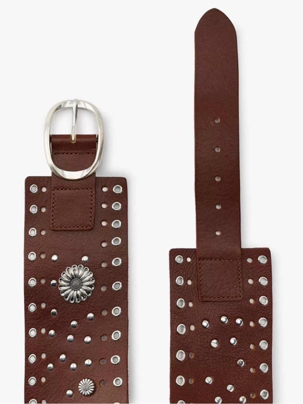 Zara leather wide belt with metal flower & studs - Picture 4 of 13